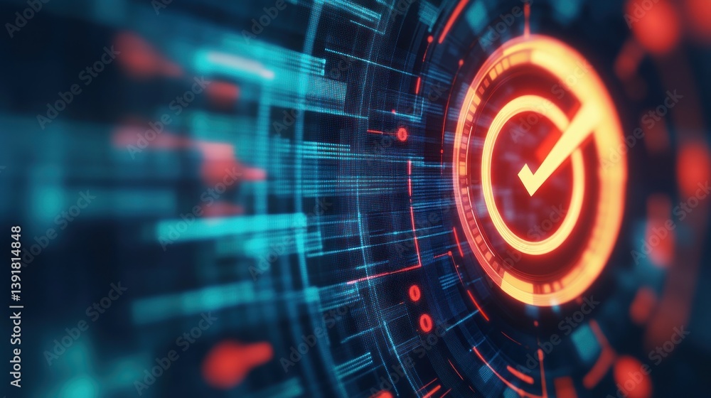 Poster digital security check, cybersecurity validation and data protection