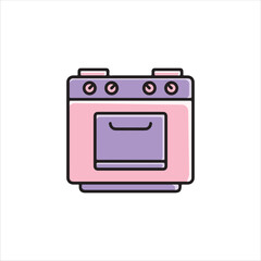 Gas Stove Icon - Vector Illustration, House Appliances Theme.