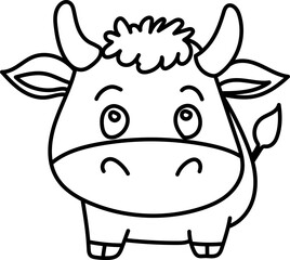 Coloring Page Outline of Cartoon Cow. Farm Animals. Coloring Book for Kids.