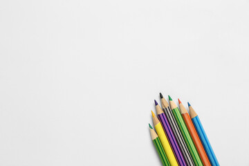 Set of color pencils isolated on white background