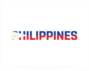 Philippines flag Typography with flag on a white background, Vector design of Philippines flag typography, Flag of Philippines, National Day Design, Philippines Day design