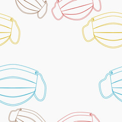 Editable Outline Front View Shaped Medical Masks Vector Illustration in Various Colors as Seamless Pattern for Creating Background of Healthcare and Medical Related Design