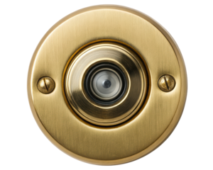 Golden Door Peephole with Polished Metal Finish on a transparent background