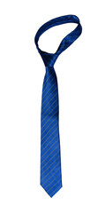 Classic blue tie isolated on white background.