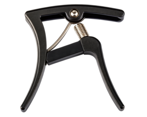 Durable capo designed for string instruments and music on a transparent background