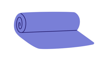 Blue Yoga Mat. Gym equipment. Fitness inventory. Healthy lifestyle concept. Flat Vector illustration isolated on white background