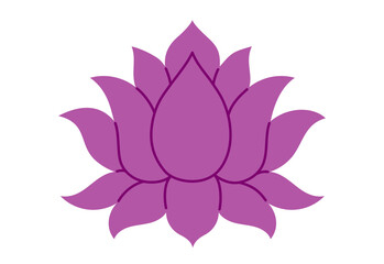 Lotus flower. Purple blossom lotus. Flat Vector illustration isolated on white background