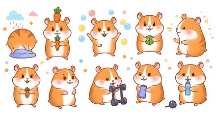 Obraz premium Hamster Happiness: A Day in the Life AI Generated