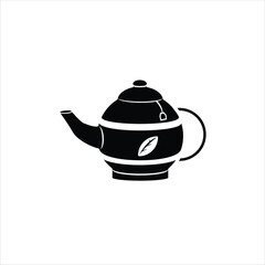 Teapot Silhouette Icon - Black and White Vector