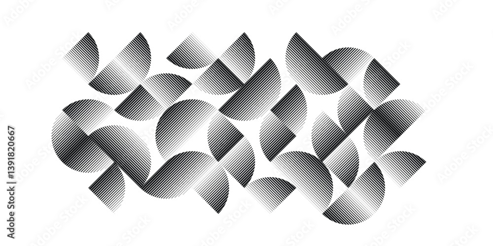 Poster modern artistic semicircle design elements . many lines form half circles in art style . wall art , 