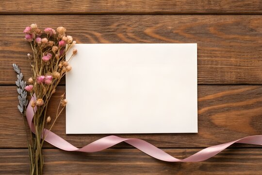 Romantic mockup of a blank save the date card . Perfect for wedding announcements and branding visuals.