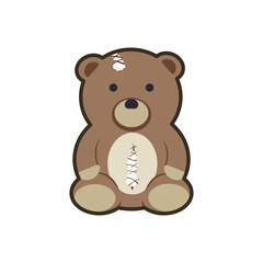 Teddy Bear Illustration - Broken Teddy Bear Cute Stuffed Toy Vector
