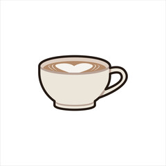 Cup Latte Art Illustration - Latte Art Vector Illustration
