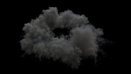 End of a Dense Smoke Shockwave ring with Dissipation on a Black Background