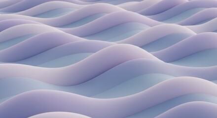 Abstract Lavender and Light Blue Wavy 3D Render: Serene Minimalist Background Design