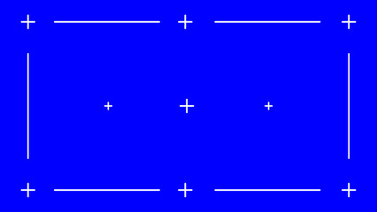 Blue screen background, motion tracking markers. Art design blue screen backdrop template. Abstract concept video footage replacement tracking markers elements. 4k background.