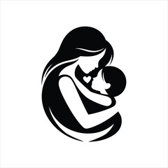 Mother and baby. Mother day. Mother caresses her baby. vector illustration 