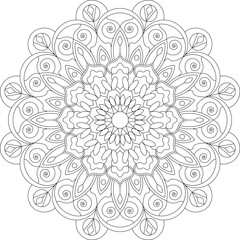 Circular mandala vector illustration with small elements, ideal for detailed coloring projects and intricate background designs