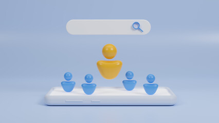 HR, Human Resources, labour day, international workers day concept. Recruitment. Headhunting, career, resume, job hiring, candidate. enterprise resource planning ERP and digital technology. 3d render