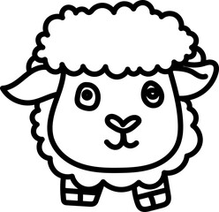 Coloring Page Outline of Cartoon Sheep. Farm Animals. Coloring Book for Kids.