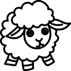 Coloring Page Outline of Cartoon Sheep. Farm Animals. Coloring Book for Kids.