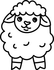 Coloring Page Outline of Cartoon Sheep. Farm Animals. Coloring Book for Kids.