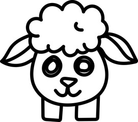 Coloring Page Outline of Cartoon Sheep. Farm Animals. Coloring Book for Kids.