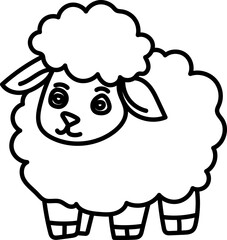 Coloring Page Outline of Cartoon Sheep. Farm Animals. Coloring Book for Kids.
