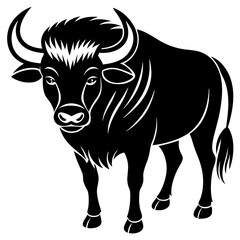 Buffalo Line Art Vector Black and White Drawing Illustration Design