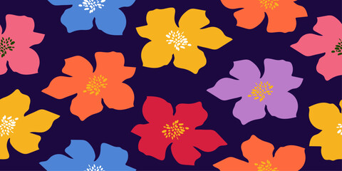 hand drawn flowers seamless patterns