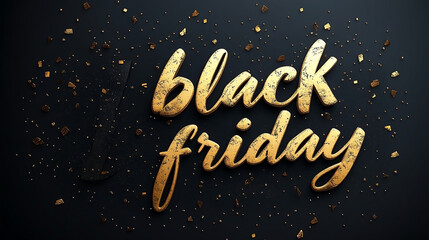 Black Friday Celebration elegant golden Text with Abstract Black and Gold Background