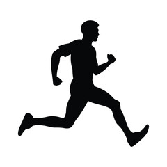 Man running character black color on isolated white background