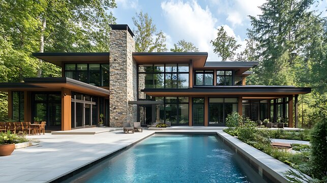 modern luxury villa with swimming pool and elegant architectural design highlighting contemporary style and outdoor living space