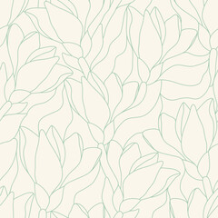 Artistic botanical vector background. Decorative seamless pattern with abstract shapes of leaves and herbs. Artisanal allover print in style of stained glass, for fabric, textile, paper, package