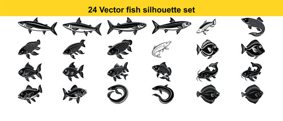 Vector animal silhouettes, including horse, create a graphic icon design