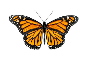 Fototapeta premium Monarch Butterfly: Vibrant Wings, Isolated on White Background