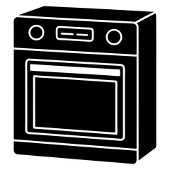 Obraz premium Kitchen Oven Silhouette – B&W Vector Icon for Design.