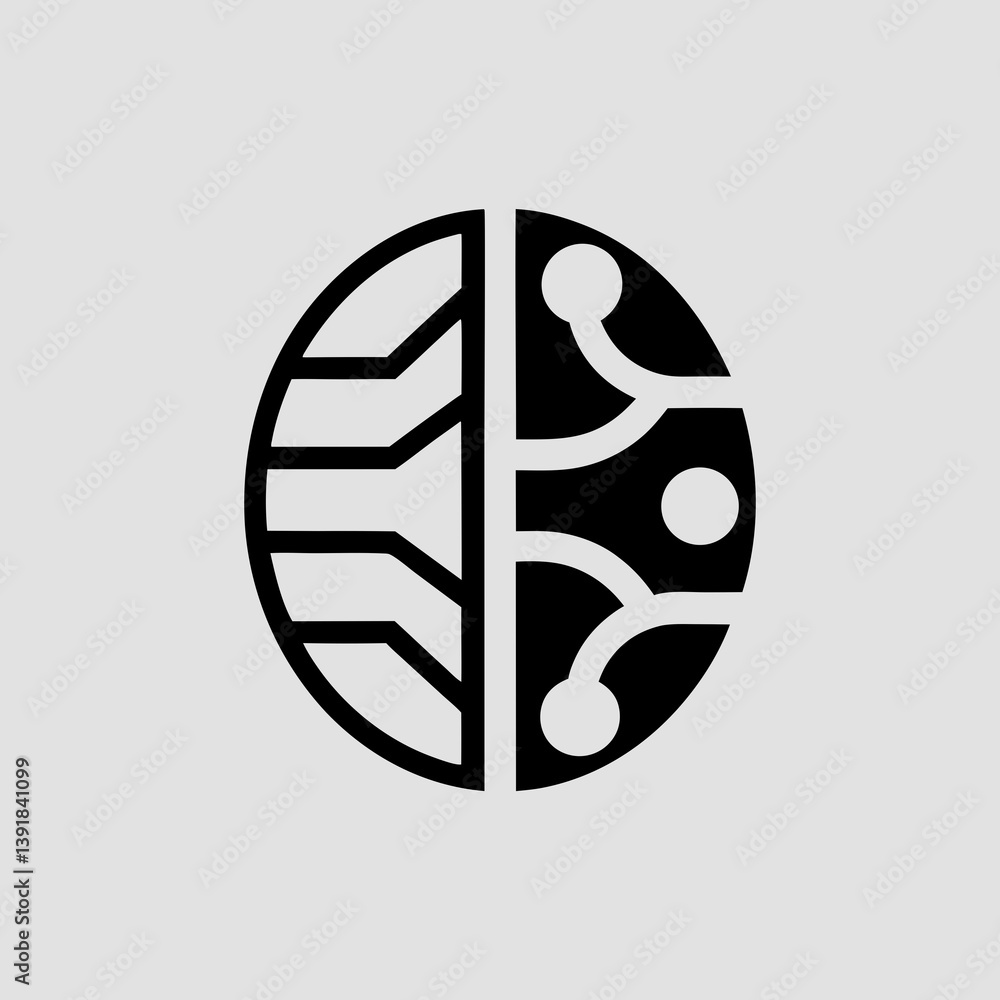 Poster abstract brain representation with circuit board elements