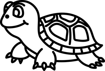 Coloring Page Outline of Cartoon Turtle. Ocean Animals. Coloring Book for Kids.