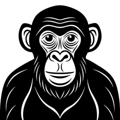 Chimpanzee Line Art Vector Black and White Drawing Illustration Design