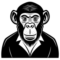 Chimpanzee Line Art Vector Black and White Drawing Illustration Design