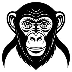 Chimpanzee Line Art Vector Black and White Drawing Illustration Design