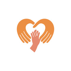 Obraz premium Heart Made of Helping Hands and Child Hand