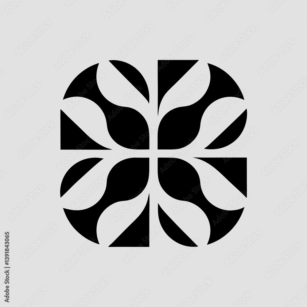 Poster geometric pattern with curved shapes arranged symmetrically