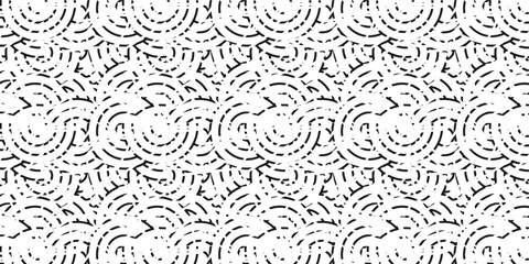 Fototapeta premium Simple Seamless Geometric Pattern, Worn Texture, Old, Minimalistic Retro Background, Circle, Monochrome, Flat Artwork, Vector