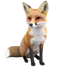 Obraz premium Fox sitting calmly on a black background showcasing its distinctive fur and expressive face in captivating detail