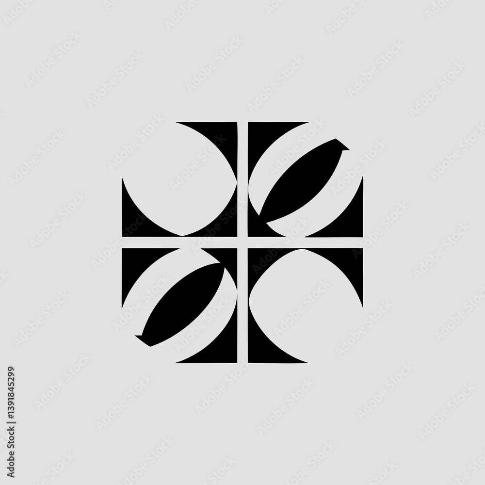 Poster abstract geometric design with circles and square patterns