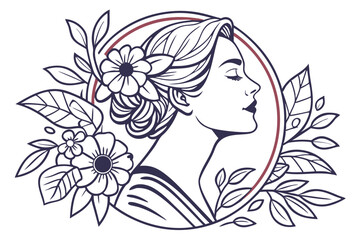 Floral and Line Art Woman Logo Bundle.