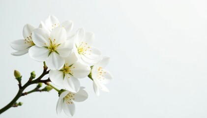 Obraz premium Delicate white flower blossoms against pure white background, plantlife, elegance