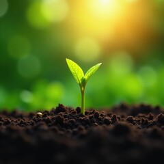 Emerging coffee plant shoots reaching for the sun with lush foliage , plants, sun